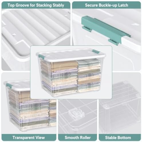 85 Quart Clear Plastic Latching Box with Wheels, 2 Pack - Image 3