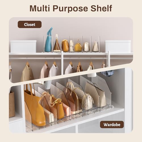 Purse Organizer for Closet, Adjustable Clear Handbag Storage Holder, Acrylic Purse Organizer for Closet Organization, Shelf Divider, Perfect for Bedroom, Living Room, Home - Image 5