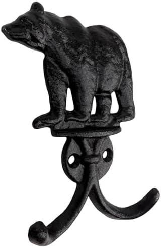 Top Brass Cast Iron Bear Wall Hooks, 8 Pack Rustic Lodge Coat Hangers - Image 3