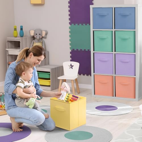 Sorbus Fabric Storage Cubes, 12 Pack (13 Inch, Pastel Multi-Color) - Image 4