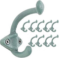 Dseap Cast Iron Wall Hooks, Heavy Duty Coat Hooks, Rustic Vintage Farmhouse Hook for Hanging Winter Coats Jackets Towels Hats Bags Plants, Mint Green, Pack of 10 (ShldCast) by Dseap