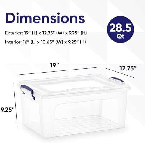 Superio 36 Quart Clear Plastic Storage Boxes with Lids, Stackable Organizer Containers, BPA-Free Storage Bins for Home, Office, School & Dorm, 2 Pack - Image 2