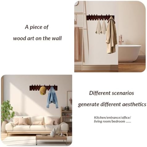12-Hooks Wood Piano Coat Rack Wall Mount Wooden Coat Rack Wall Mount Coat Hooks Wall Mount Wall Mounted for Hanging Clothes,Towels，Space Saving Piano Coat Hanger for Entryway, Bedroom, Mudroom - Image 6