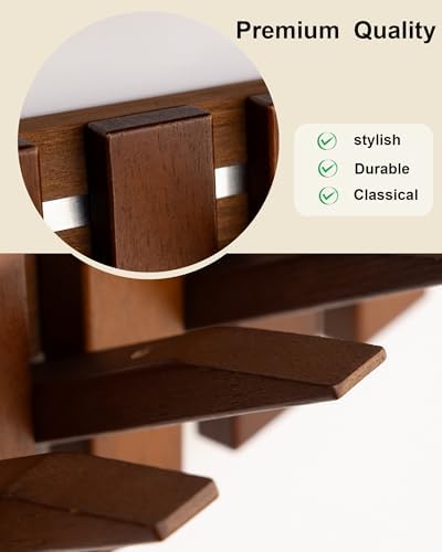 Wooden Coat Rack Wall Mount with Shelf, Heavy Duty Entryway Organizer with 8 Hooks,Coat Hooks Hanger for Coats, Hats, Bags & Towels, Walnut Wall Hanger for Hallway, Bedroom, Kitchen (8 Hooks) - Image 7