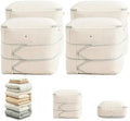 Comforter Storage Bag, Large Capacity Blanket Storage Bags 3-Layer Ultra Space Saving Self Compression Organizer, Heavy Duty Space Saver Organizer for Bedding, Clothes, Blanket, 4-Pack, Beige by Unknown