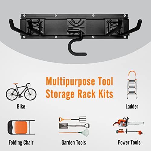 SMARTOLOGY Modular Heavy-Duty Steel Garage Tool Storage Rack - 150 lbs Weight Capacity Weather-resistant Powder-Coated Wall Mount Organizer for Shovels, Rakes, Ladders & Landscaping Equipment - Image 5