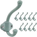 Dseap Cast Iron Wall Hooks L=5”, Heavy Duty Coat Hooks, Rustic Vintage Farmhouse Hook for Hanging Winter Coats Jackets Towels Hats Bags Plants, Mint Green, Pack of 10 (VintageBold) by Dseap