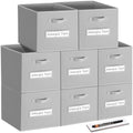 Fabric storage cubes (8 Pack) 13 Inch Cube Storage Bin, cube organizer bins with 8 Labels Window Cards & a Pen, Foldable cube organizer bins and Storage Box, Light Grey by Artsdi