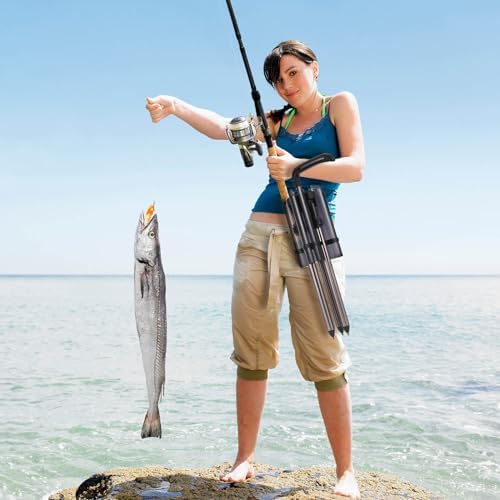 Gisafai Fishing Rod Carrier Surf Fishing Holder Foldable Pole Holder Stand 3 Rod Portable Vertical Beach Pole Storage Freestanding Rack for Fisherman Garage Home Outdoor - Image 6