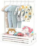 BAMBOOHOMIE Baby Clothing Rack for Toddler, Pets Clothes Rack with Storage Box & Adjustable Hanging Rod for Dogs/Cats, Baby Shower Clothes Closet Rack with Handle for Nursery Room (White, Baby) by BAMBOOHOMIE
