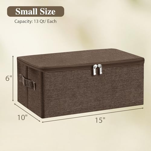 ANMINY Fabric Storage Bins with Zipper Lids, 15"x10"x6", Coffee, 3 PCS - Image 6