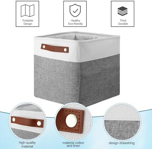 Uiifan 8 Pack 12 x 12 x 12 Inch Large Storage Baskets Collapsible Fabric Storage Cubes Bins with Handles for Shelves Closets Nursery Home Clothes Toys Organizers, Gray - Image 4