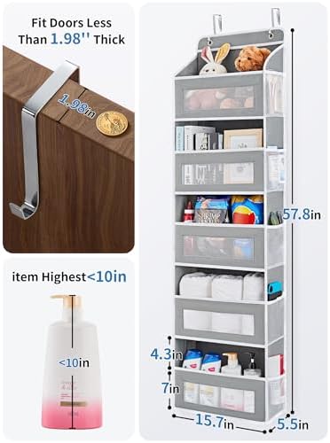 JARLINK Over the Door Organizer for Pantry, Bathroom, 5 Shelf Grey, 2 Pack - Image 3