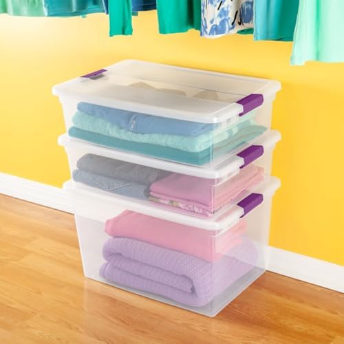 Sterilite 24-Pack 32 Quart ClearView Latch Box, Stackable Organizer Bins with Latching Lids - Clear Plastic Organization Containers for Closet, Bedroom, Shelving Units and Everyday Home Storage - Image 6