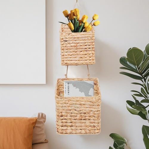 2-Tier Hanging Wall Basket, Water Hyacinth Over Door Storage - Image 3