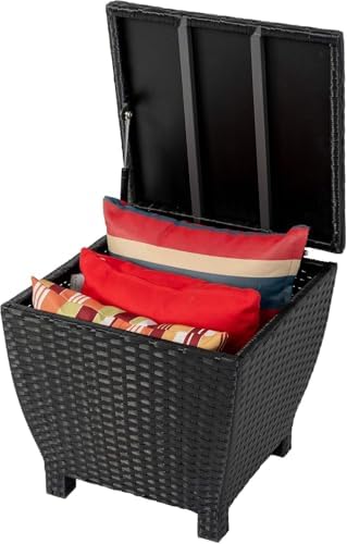 Sundale Black Wicker Storage Box, 13 Gallon Outdoor Deck Bin with Lid by SundaleOutdoor