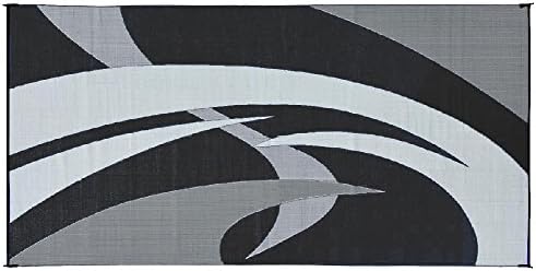 Stylish Camping 159181 9-feet by 18-feet Reversible Mat, Plastic Straw Rug, Large Floor Mat for Outdoors, RV, Patio, Backyard, Picnic, Beach, Polypropylene (PP) , Camping (Black/White) - Image 5