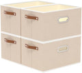 Yawinhe Foldable Storage Baskets for Shelves,16.9x11.8x10.2in,Beige,4-Pack by Yawinhe