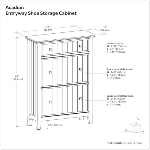 SIMPLIHOME Acadian Storage Bench and Shoe Cabinet Set in Brunette Brown - Image 3