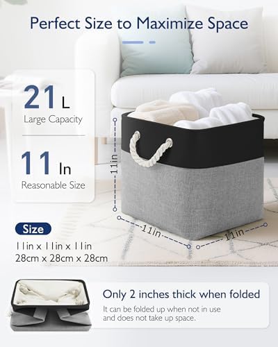Patvingot 11-Inch Fabric Cube Storage Bins with Handles,6 Pack,Foldable - Image 2