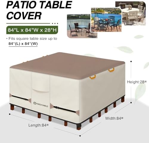 Porch Shield Waterproof Square Patio Table Cover 84 x 84 inch - Image 2