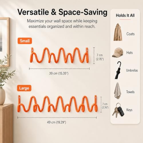 Coat Rack Wall Mount, Modern Wave Metal Wall Hooks - Image 3