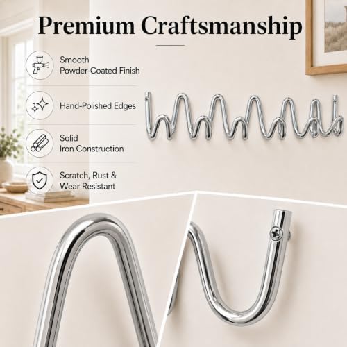 Coat Rack Wall Mount, Modern Wave Metal Wall Hooks - Image 5