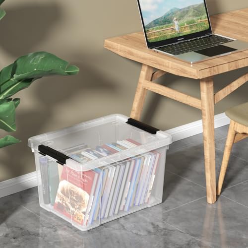 35 Quart Plastic Clear Latching Storage Box with Wheels, 4-Pack - Image 5