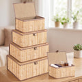 Newtay Set of 5 Large Bamboo Decorative Storage Boxes with Lids by Newtay