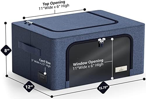 Sorbus Clothes Storage Bins, Clear Window & Handles (4 Pack, Blue) - Image 3