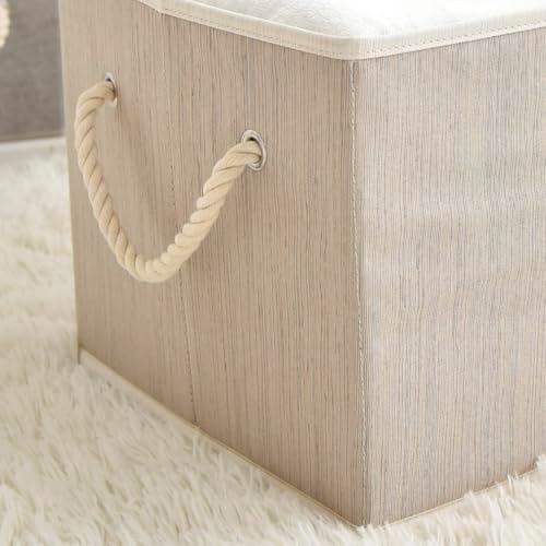 2 Pack Large Storage Baskets for Shelves | Fabric Closet Organizers and Storage Bins with Lids Home Organization | Decorative Collapsible Baskets for Organizing Clothes 16.3"x 12"x 10.24" - Image 5