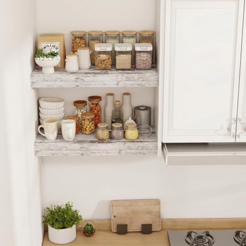 Acovy 24 Inch Floating Shelves, 12" Deep Floating Shelf Wall Mounted, 24" Wall Shelves, Rustic Deep Bookshelf, Extra Deeper & Thicker Display Shelves for Bedroom, Living Room, Set of 2 - Image 2