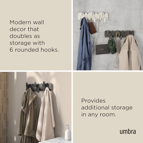 Umbra Tempo Wall Hooks, 6-Hook Coat Rack Wall Mount, Black - Image 4