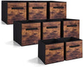 13 Inch Fabric Storage Cubes, 8 Pack Foldable Storage Bins with Handle, Fabric Cube Box for Shelves, Closet, Bedroom, Living Room, Organizer, Rustic Brown and Ink Black by Unknown