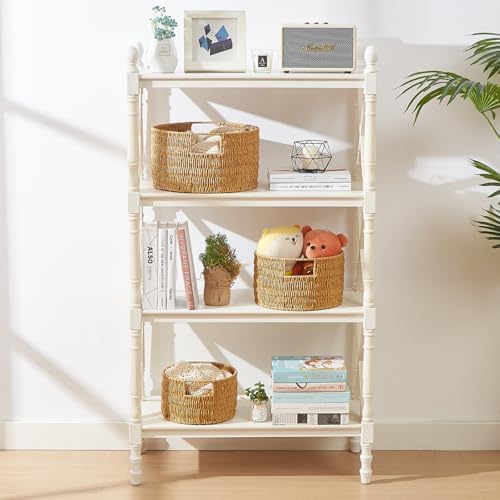 Vagusicc Wicker Storage Basket, Hand-Woven Paper Rope Large Round Woven Basket With Handles, Wicker Baskets for Organizing/Storage, Natural, 3-Pack - Image 4