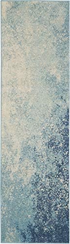 Nourison Home Passion Navy/Light Blue 2'2'' x 10' Area-Rug, Modern, Abstract, Easy-Cleaning, Non Shedding, Bed Room, Living Room, Dining Room, Kitchen, (10' Runner) - Image 6