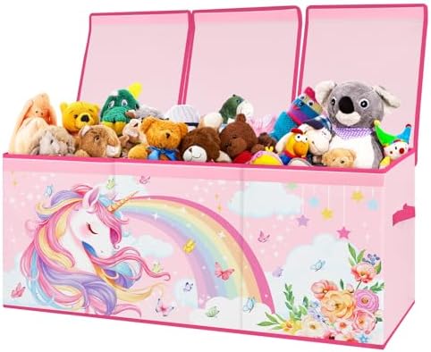 decalsweet Large Toy Box Collapsible Chest Organizer with Flip Lid for Kids by Decalsweet