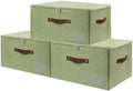 ANMINY Storage Box Fabric Bins with Zipper Lid, 17.7"x13.8"x10" Green, 3PCS by ANMINY