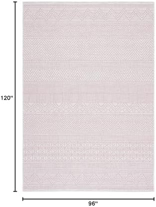 SAFAVIEH Washable Rug Outdoor Courtyard Collection - 8' x 10', Ivory & Pink, Non-Shedding & Easy Cleaning, Ideal for Patio, Backyard, Mudroom, DIning Space (CY8196-56212) - Image 7