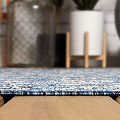 JONATHAN Y Weave Floral Indoor Outdoor Square Area Rug 6X6 Navy/Gray, Tela Bohemian Textured for Backyard, Patio, Porch, Easy-Cleaning, High Traffic, Pet-Friendly, Non-Shedding (SMB100B-6SQ) - Image 6