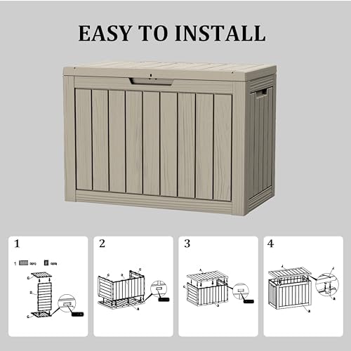 45 Gallon Outdoor Storage Box Waterproof, UV Resistant Deck Box, Lockable Resin Deck Box for Garden Tools Equipment and Cushions, Gray - Image 7