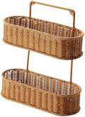 2 Tier Woven Hanging Basket, PP Rattan Wall Mounted Fruit and Storage Organizer for Kitchen, Bathroom, and Pantry by Unknown