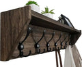 WEBI Coat Rack Wall Mount with Shelf,35" Long Wall Shelf with Hooks Underneath,7 Triple Hooks for Entryway,Hallway,Bedroom,Weathered Brown by WEBI