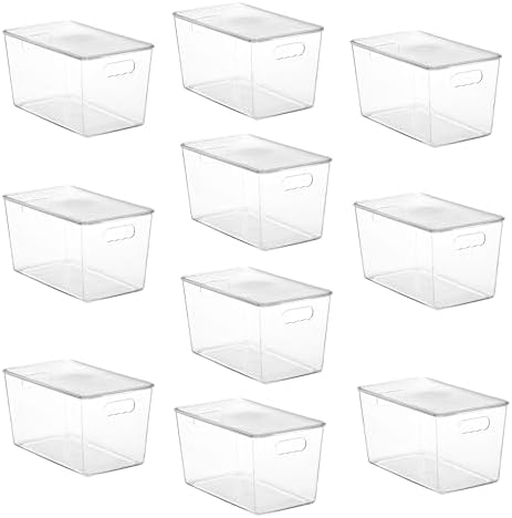 Vtopmart 10 Pack Clear Stackable Storage Bins with Lids and Handles, XLarge by Vtopmart