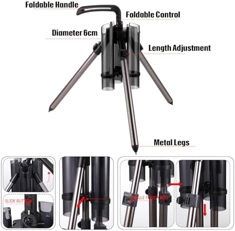 Gisafai Fishing Rod Carrier Surf Fishing Holder Foldable Pole Holder Stand 3 Rod Portable Vertical Beach Pole Storage Freestanding Rack for Fisherman Garage Home Outdoor - Image 3