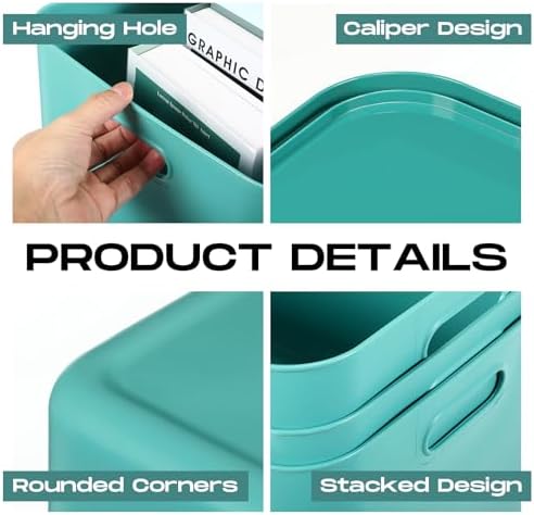 Hoolerry 8 Pieces Storage Bins, 16.1 x 12.0 x 9.7 Inch, Green - Image 3