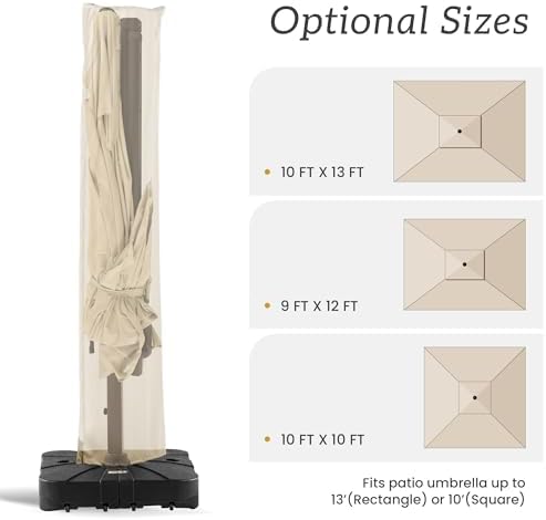 Cantilever Patio Umbrella Cover with Zipper and Rod - Image 2