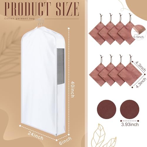 Briwooody Cotton Garment Bags, 2 Sets,Moth Protection,40 x 24 x 6 in, White - Image 2