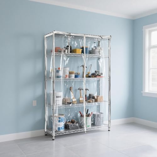 okcool Waterproof Shelf Cover,All Clear Wire Shelf Cover with Zipper,Transparent PVC Clearly Visible.(Fits 48" Wx18 Dx72 H Shelves) - Image 7