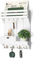 Rebee Vision Key Holder Wall Mount with Drawer & Shelf for Entryway, White by REBEEVISION